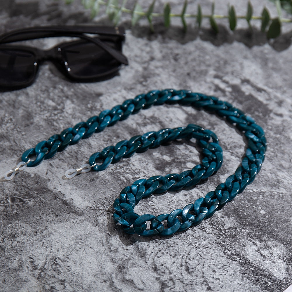 Acrylic Reading Glasses Chain Women Anti Slip Amber Leopard Color Sunglasses Chain Mask Strap Neck Lanyard Accessories