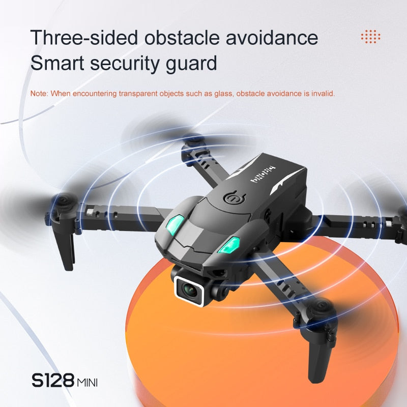 Mini Drone S128 avec caméra HD double 4K, triple face, pour éviter les obstacles, pression de l&#39;air, hauteur fixe, jouet profess