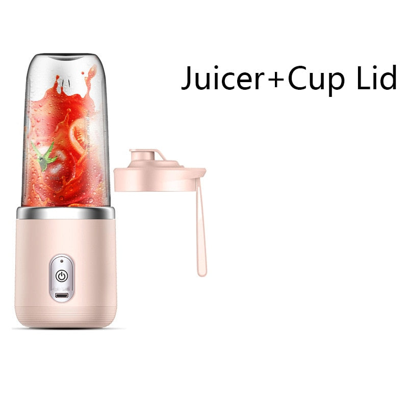 6 Blades Portable Juicer Cup Juicer Fruit Juice Cup Automatic Small Electric Juicer Smoothie Blender Ice CrushCup Food Processor