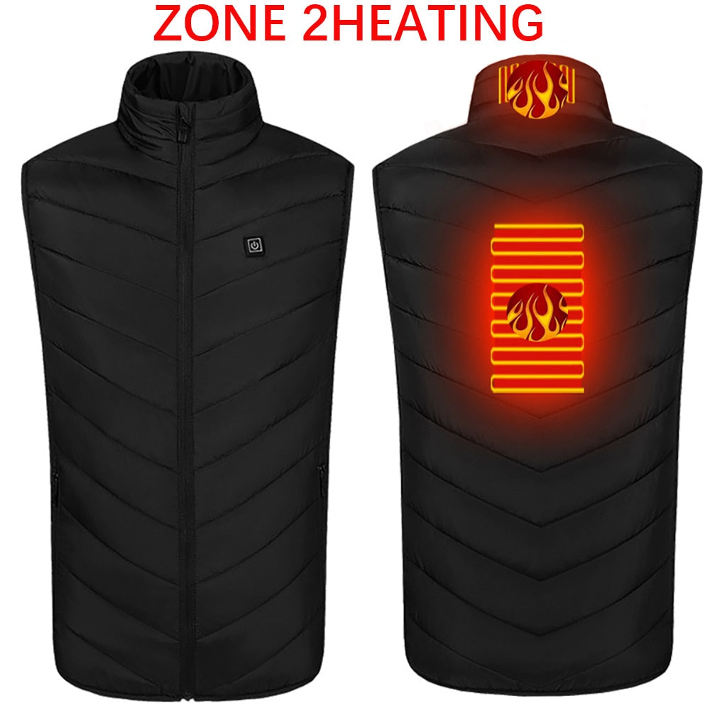 Heating jacket, USB smart switch 2-11 zone heating vest, electric heating hunting vest, men&#39;s and women&#39;s heating padded jacket