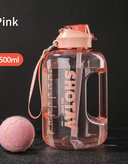 Load image into Gallery viewer, 2 Liter Water Bottle with Straw Large Portable Travel Bottles For Training Sport Fitness Cup with Time Scale FDA Free
