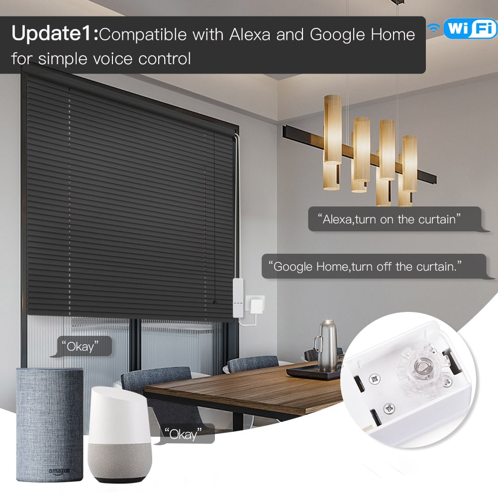 WiFi Motorized Chain Roller Blinds Shade Shutter Drive Electric Curtain Motor RF Remote Tuya Smart App Control Alexa/Google