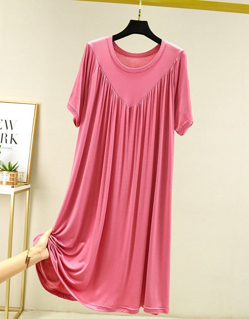 Load image into Gallery viewer, Modal Nightgown Women Cotton Clothes for Summer Loose Large Size Casual Short-sleeved Night Dress Pleated Thin Home Long Dress
