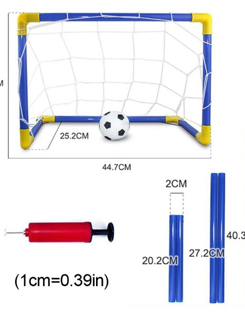 Load image into Gallery viewer, Children’s Rubber Inflatable Football Soccer Goal Assembly Set with Net &amp; Pump for Indoor Outdoor Family Activity Toy
