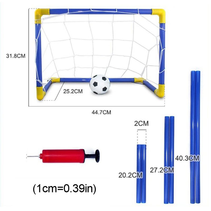 Children’s Rubber Inflatable Football Soccer Goal Assembly Set with Net & Pump for Indoor Outdoor Family Activity Toy