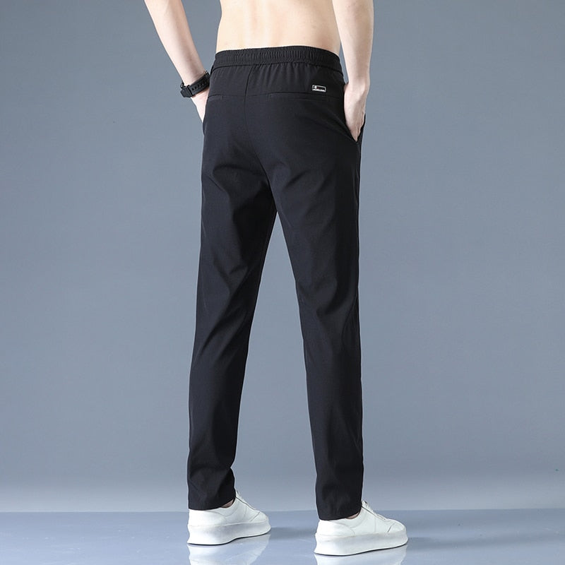 2023 Men&#39;s Trousers Spring Summer New Thin Green Solid Color Fashion Pocket Applique Full Length Casual Work Pants Pantalon