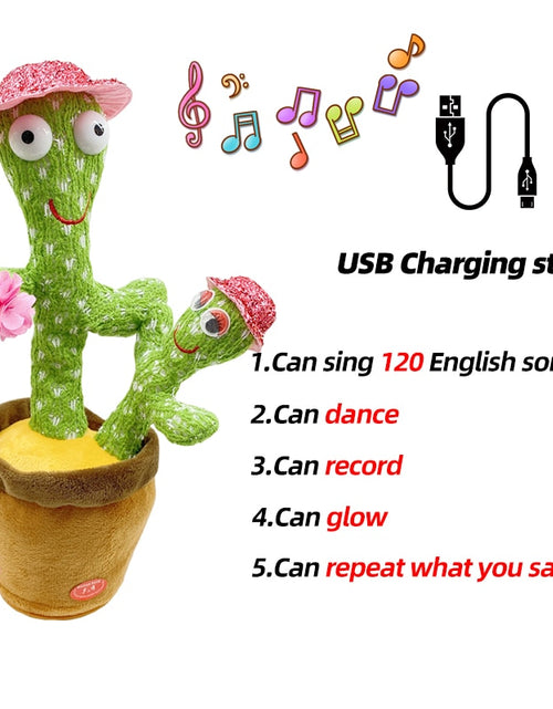 Load image into Gallery viewer, Dancing Cactus Toy Repeat Talking USB Charging Can Sing Record Cactus Bailarín Dansant Kids Education Toys Birthday Present
