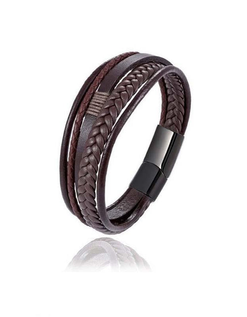 Load image into Gallery viewer, Multi-Layer Men Leather Bracelet Stainless Steel Infinity Symbol Charm Fashion Classic Bracelets for Men Jewelry Gift
