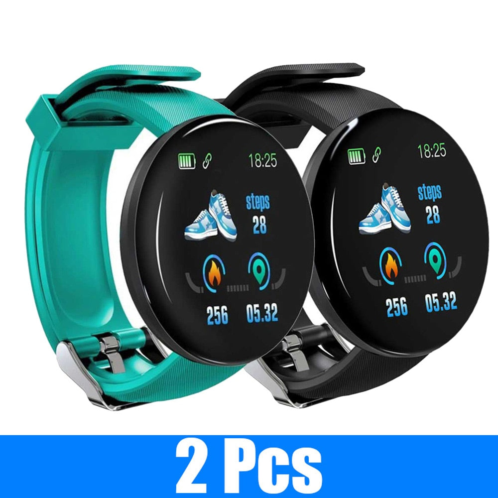 2Pcs D18 Smart Watch Men and women digital Watch Bluetooth Sports fitness tracker pedometer D18S smart watch for Android iOS