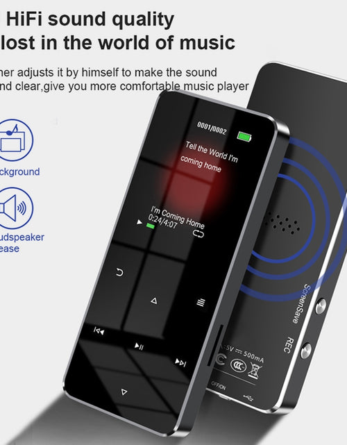 Load image into Gallery viewer, MP4 Player With Bluetooth Built-in Speaker Touch Key FM Radio Video Play E-book HIFI Metal 2.0 Inch Touch MP3 MP4 Music Player
