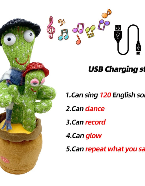 Load image into Gallery viewer, Dancing Cactus Toy Repeat Talking USB Charging Can Sing Record Cactus Bailarín Dansant Kids Education Toys Birthday Present
