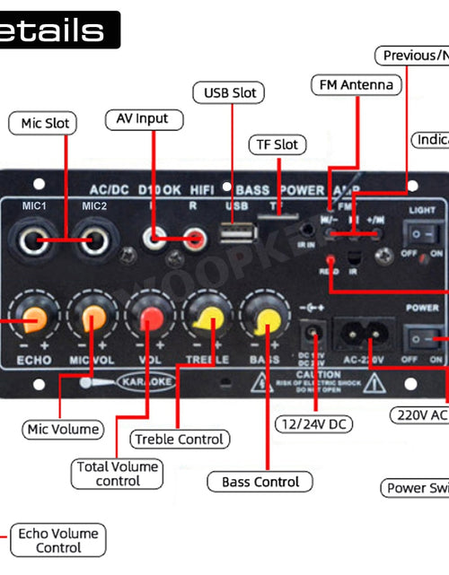 Load image into Gallery viewer, Bluetooth Audio Amplifier Board 120W Subwoofer Dual Microphone AMP Module for 4 ohms 8-12 inch Speaker 12/24V 110/220V
