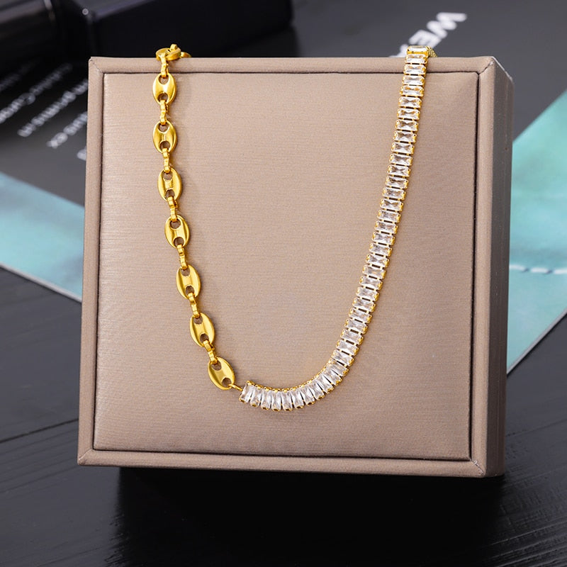 Evil Eye Necklace for Women Stainless Steel Gold Plated Feather Pendants Necklaces 2023 Trend Fashion Aesthetic Jewelry collares