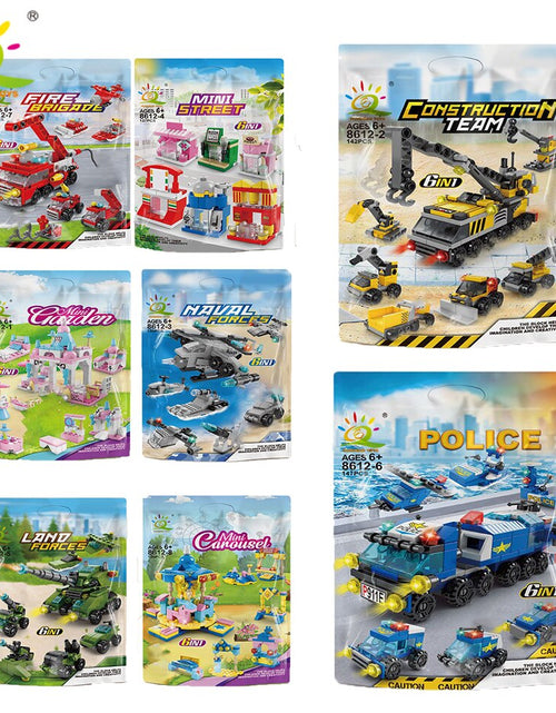 Load image into Gallery viewer, 6IN1 City Fire Car Police Truck Engineering Crane Building Blocks Tank Helicopter Bricks Set Toys for Children Kids
