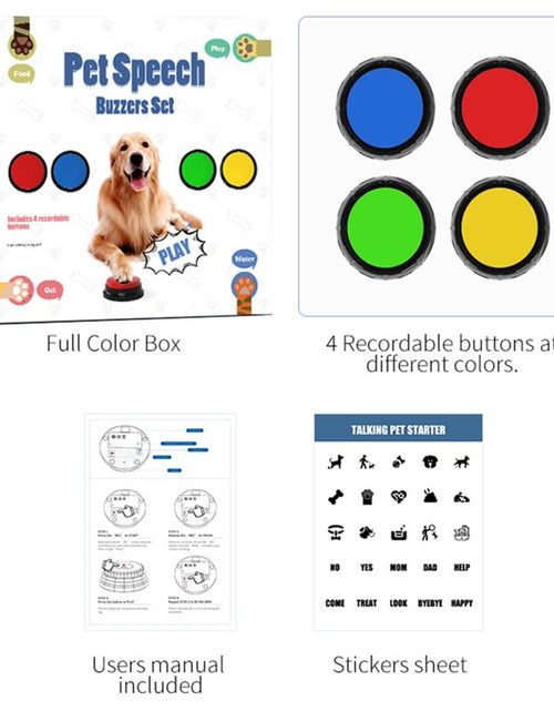 Load image into Gallery viewer, Pet Training Buttons 4pcs/box Recordable Pet Talking Toys Pet Interactive toys Speech Buttons Pet toys
