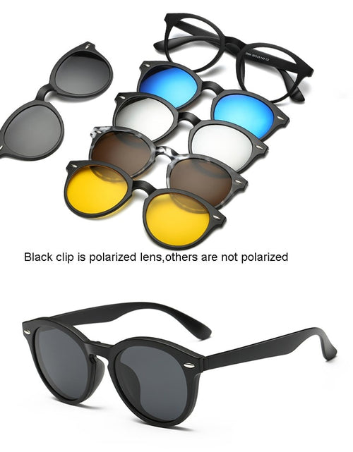 Load image into Gallery viewer, 6 In 1 Custom Men Women Polarized Optical Magnetic Sunglasses Clip Magnet Clip on Sunglasses Polaroid Clip on Sun Glasses Frame
