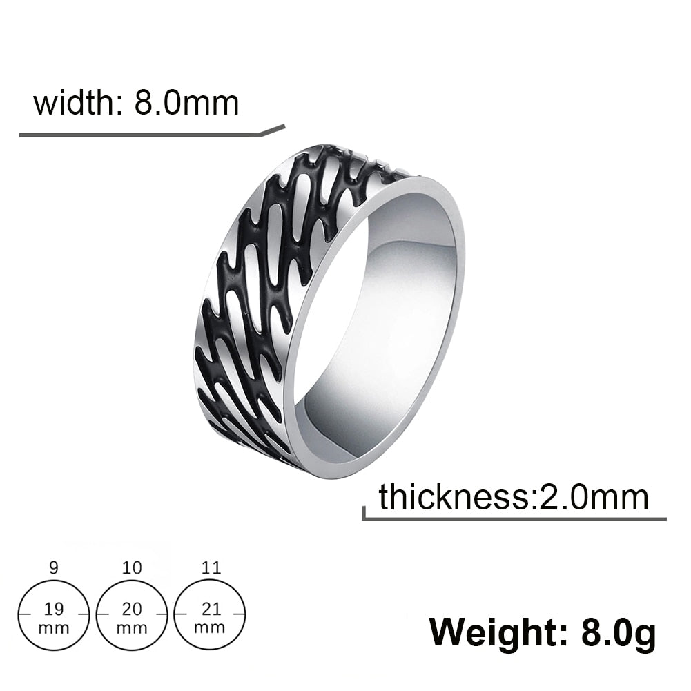 Stainless Steel Ring for Men Women 8MM Wide Geometric Casual Finger Rings 2023 Fashion Jewelry Wedding Gift for Lover