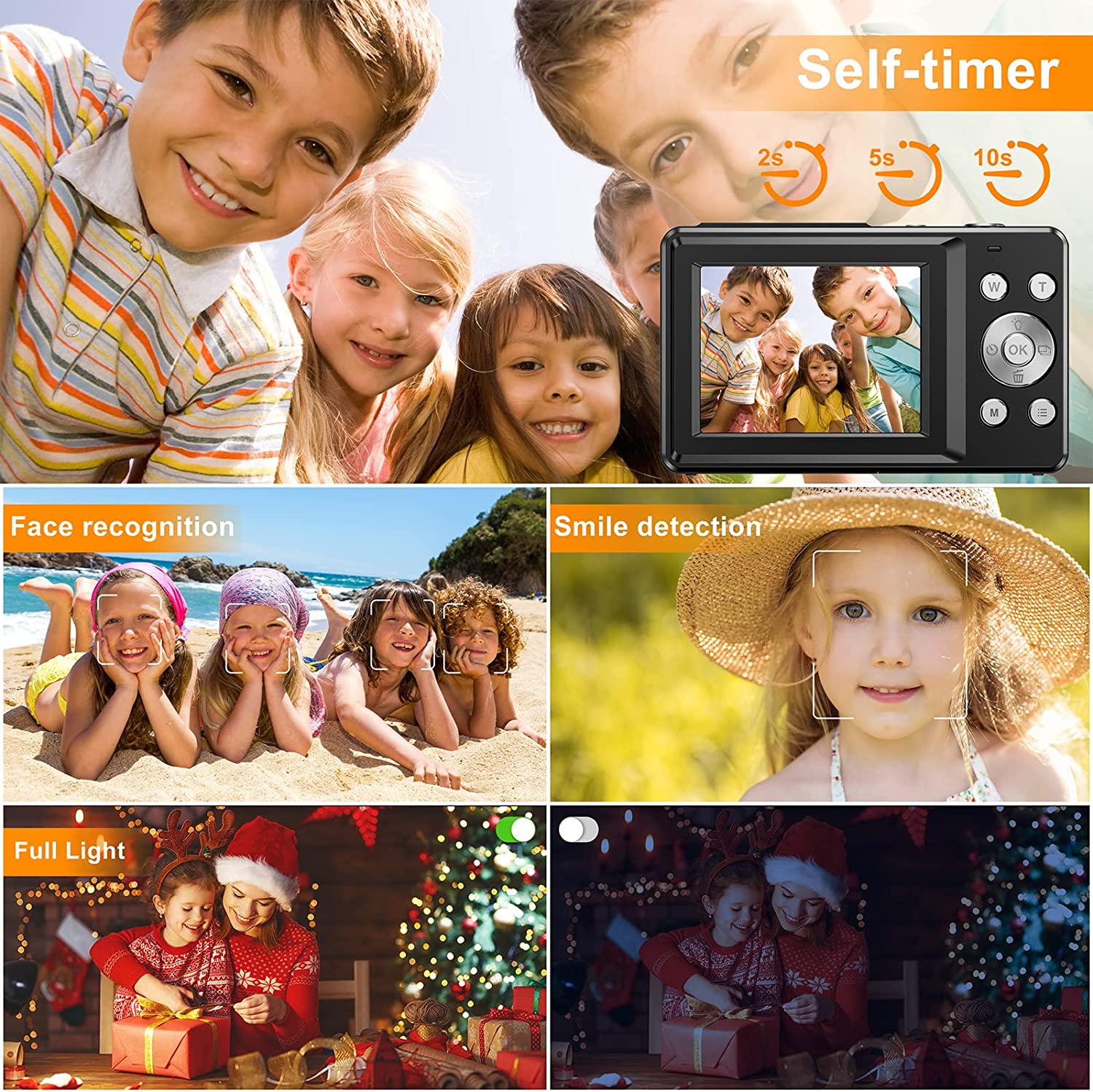 Digital Camera Children Camera for Children Camcorder with 16x Zoom Compact Cameras 1080P 44MP Cameras for Beginner Photography