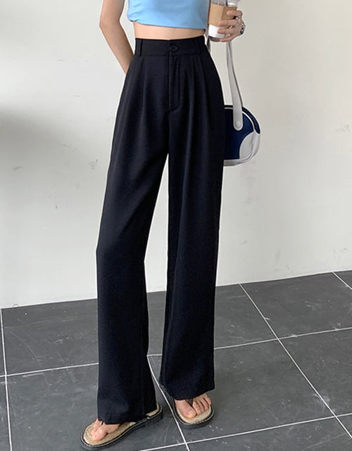 Load image into Gallery viewer, New Straight Wide Leg Women&#39;s Pants Korean Style High Waist Pants for Women Solid Color Loose Suit Trousers Female
