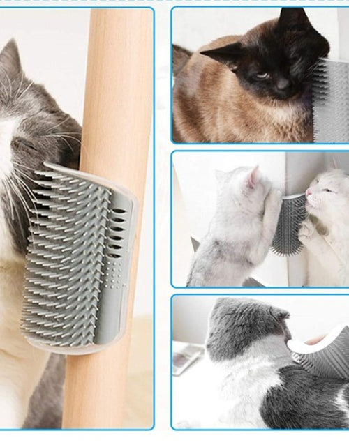 Load image into Gallery viewer, Cat Self Groomer With Catnip Soft Cats Wall Corner Massage Cat Comb Brush Rubs The Face With A Tickling Comb Pet Grooming Supply
