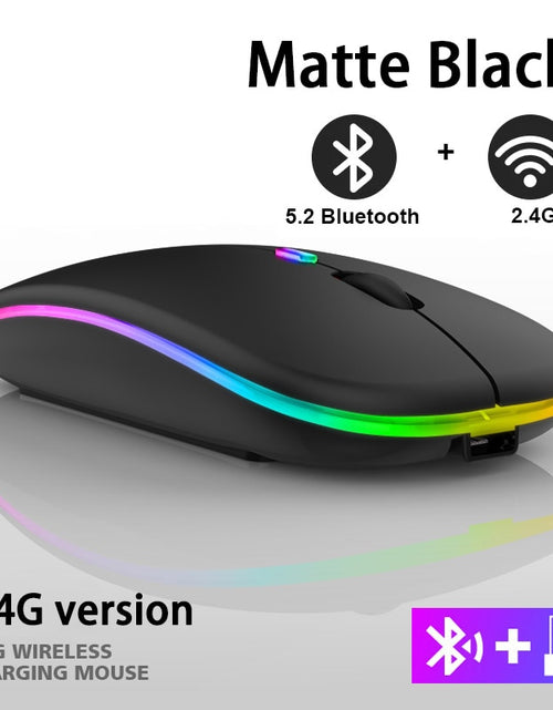 Load image into Gallery viewer, Rechargeable Bluetooth Wireless Mouse with 2.4GHz USB RGB 1600DPI Mouse for Computer Laptop Tablet PC Macbook Gaming Mouse Gamer
