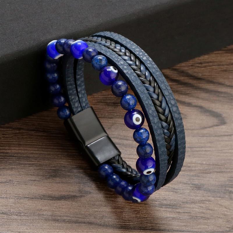 Lucky Turkish Evil Eye Beaded Bracelet New Fashion Eyes Fatima Hand Leather Bracelets For Women Men Couple Jewelry Gift