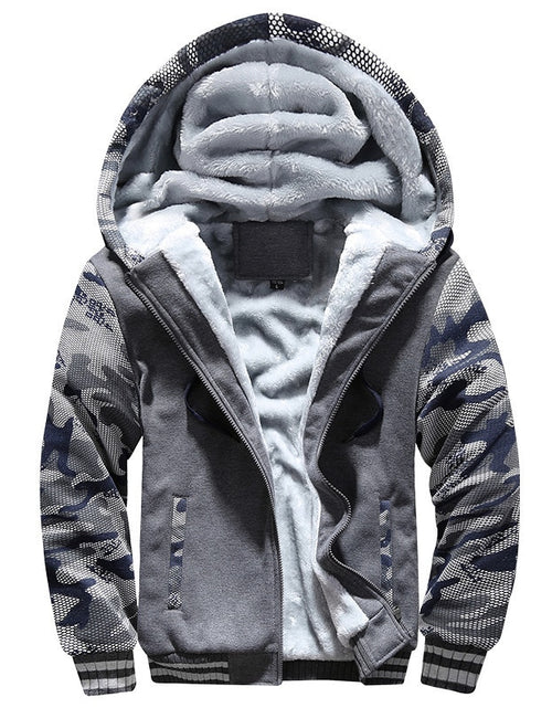 Load image into Gallery viewer, Men Winter Camouflage Jacket Fashion Wool Thicken Jackets Hooded Fleece Long Sleeve Coat Male Casual Streetwear Men&#39;s Clothing
