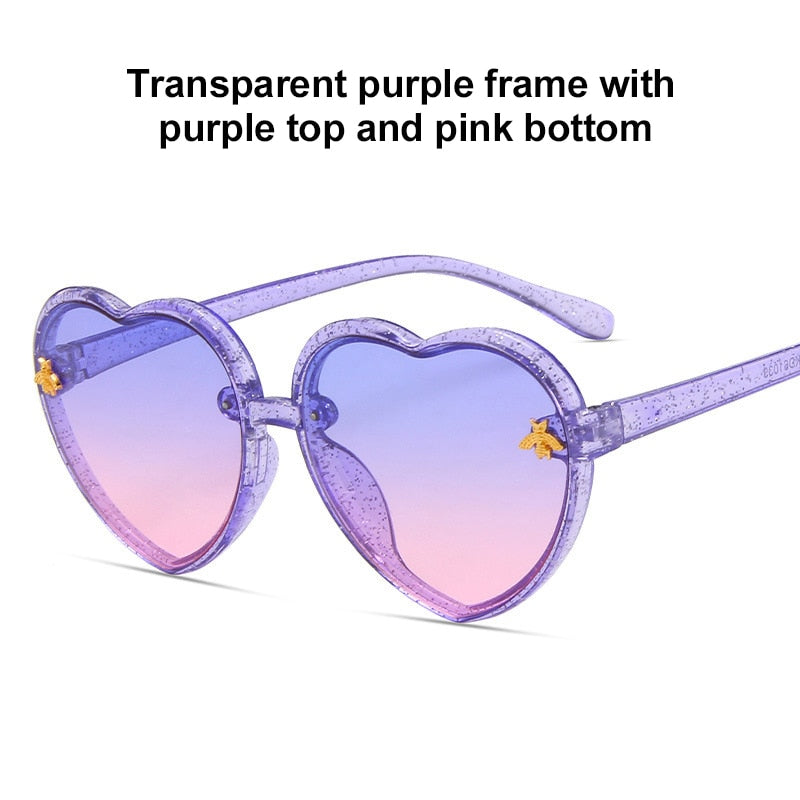 2023 Fashion Heart-Shape Sunglasses For Kids Retro Cute Pink Cartoon Sun Glasses Frame Girls Boys Baby Children Eyewear Goggles