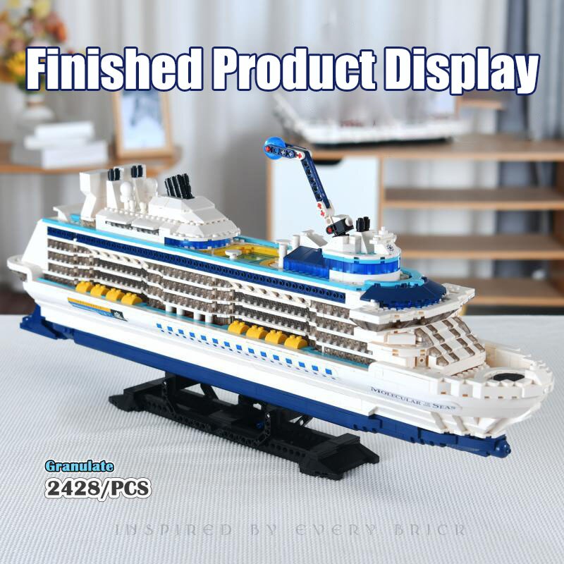 City 2428pcs Cruise Liner Mini Size Model Building Blocks Creative DIY Big Ship Ocean Liner White Boat Bricks Toys For Children