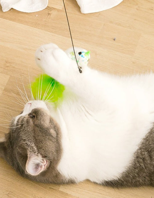 Load image into Gallery viewer, Interactive Cat Toy Funny Simulation Feather Bird with Bell Cat Stick Toy for Kitten Playing Teaser Wand Toy Cat Supplies
