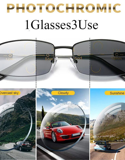 Load image into Gallery viewer, New Titanium Photochromeic Multifocal Reading Glasses Men Anti Blue Light  Progressive Multifocus Reading Glasses Women
