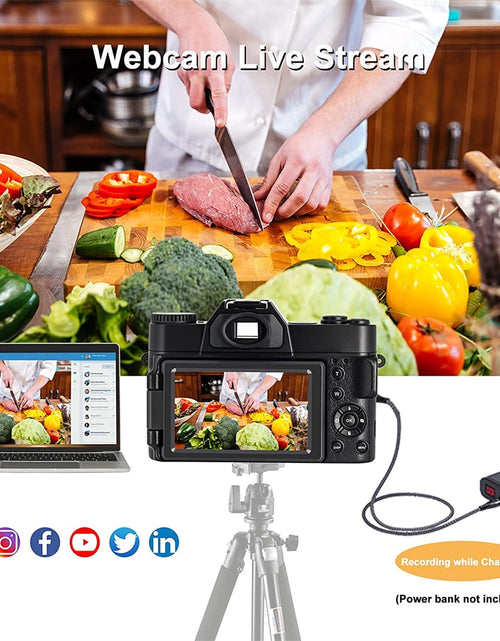 Load image into Gallery viewer, 48MP Digital Camera 4K UHD Vlogging Camcorder 3.0&quot; 180° Flip Screen Selfie Digital Webcam For YouTube Wide Angle Macro Lens
