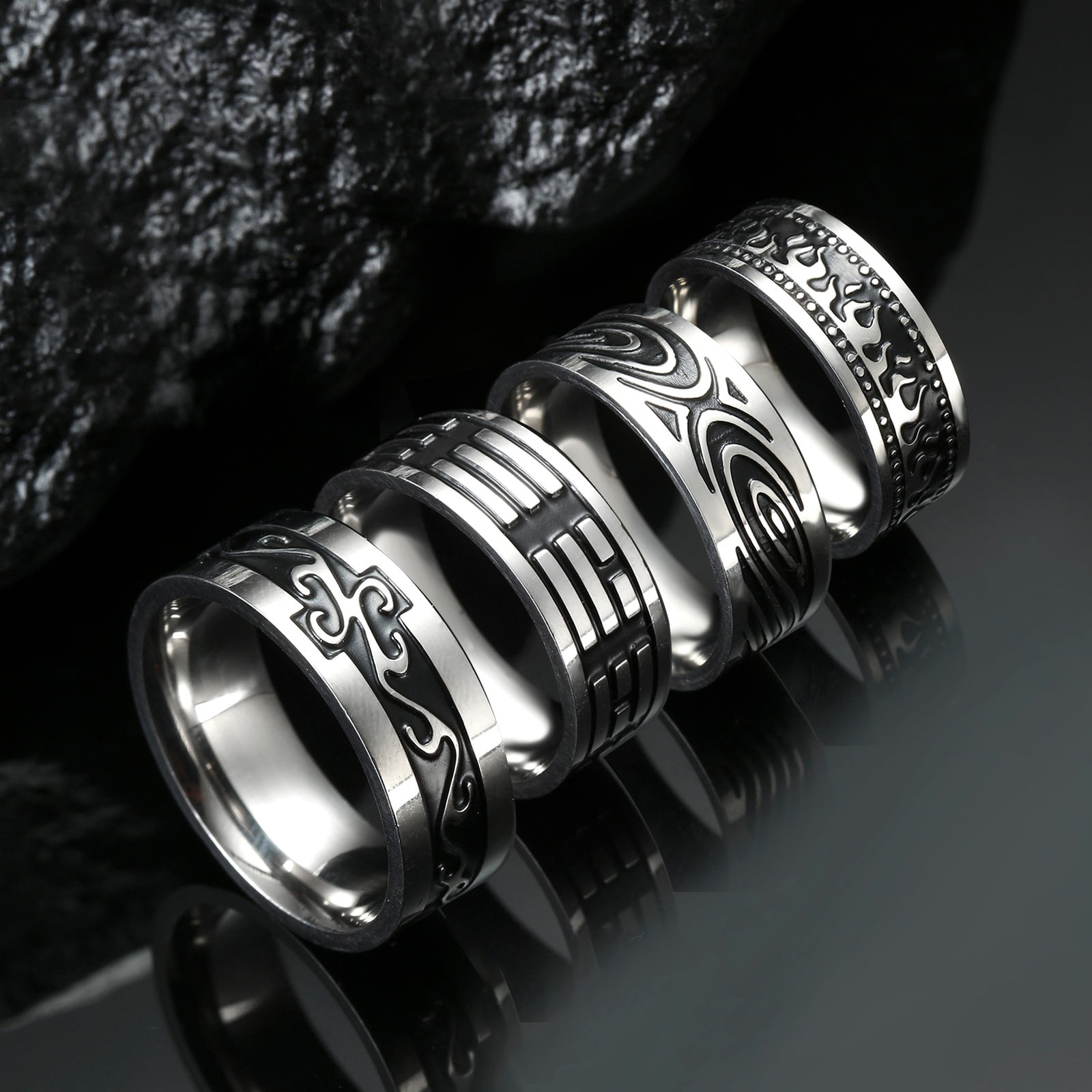 Stainless Steel Ring for Men Women 8MM Wide Geometric Casual Finger Rings 2023 Fashion Jewelry Wedding Gift for Lover