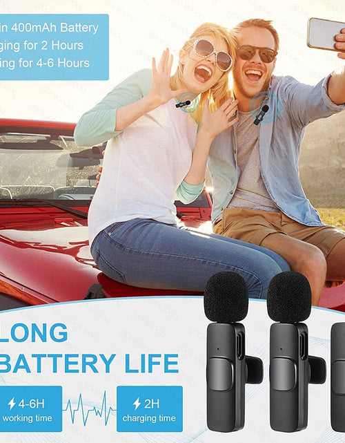 Load image into Gallery viewer, Wireless Lavalier Microphone Noise Reduction Auto-Pairing for iPhone iPad Android PC for Recording YouTube Live Vlog Interview
