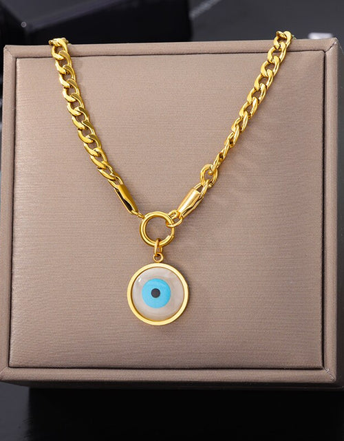 Load image into Gallery viewer, Evil Eye Necklace for Women Stainless Steel Gold Plated Feather Pendants Necklaces 2023 Trend Fashion Aesthetic Jewelry collares
