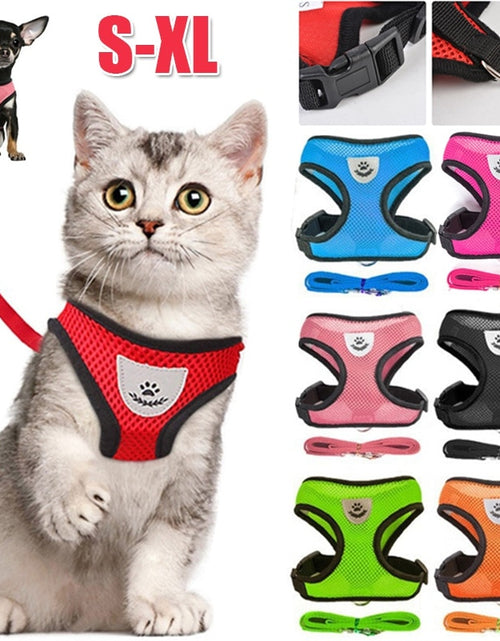 Load image into Gallery viewer, Cat Dog Harness with Lead Leash Adjustable Vest Polyester Mesh Breathable Harnesses Reflective sti for Small Dog Cat accessories
