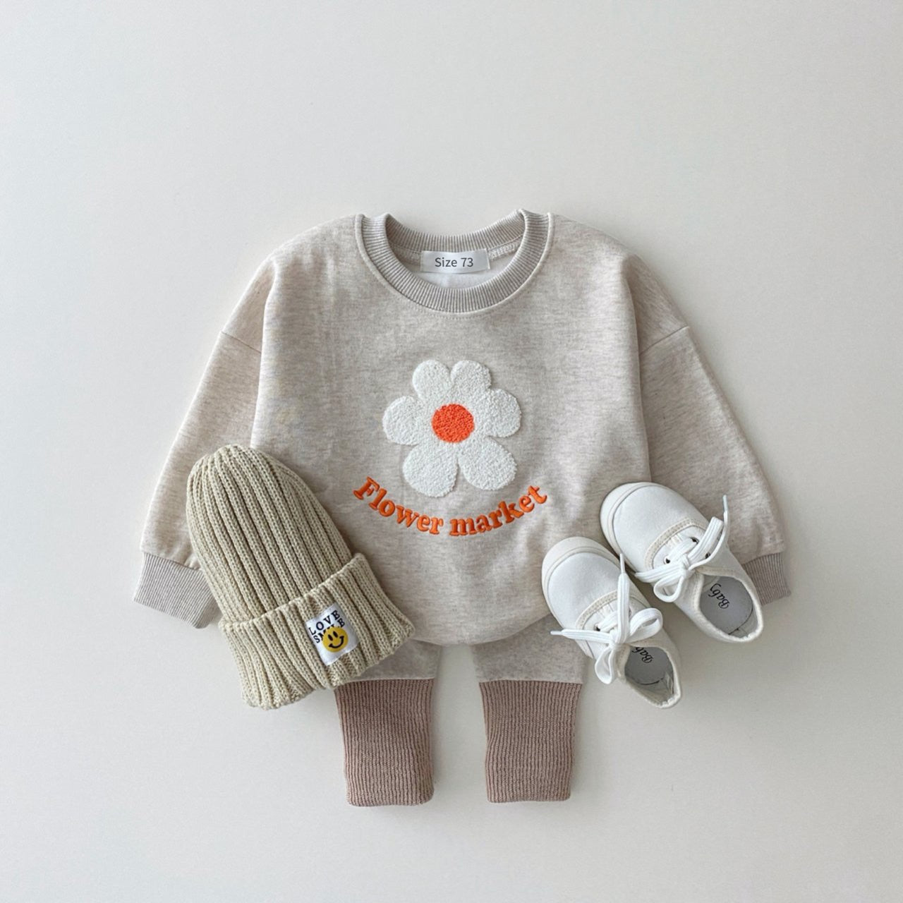 Korea Girls Organic Cotton Flowers Sweatshirt+Pants 2 Pcs/Set Tracksuit Toddler Girl Clothes Set Baby Girls Boutique Outfits Hot