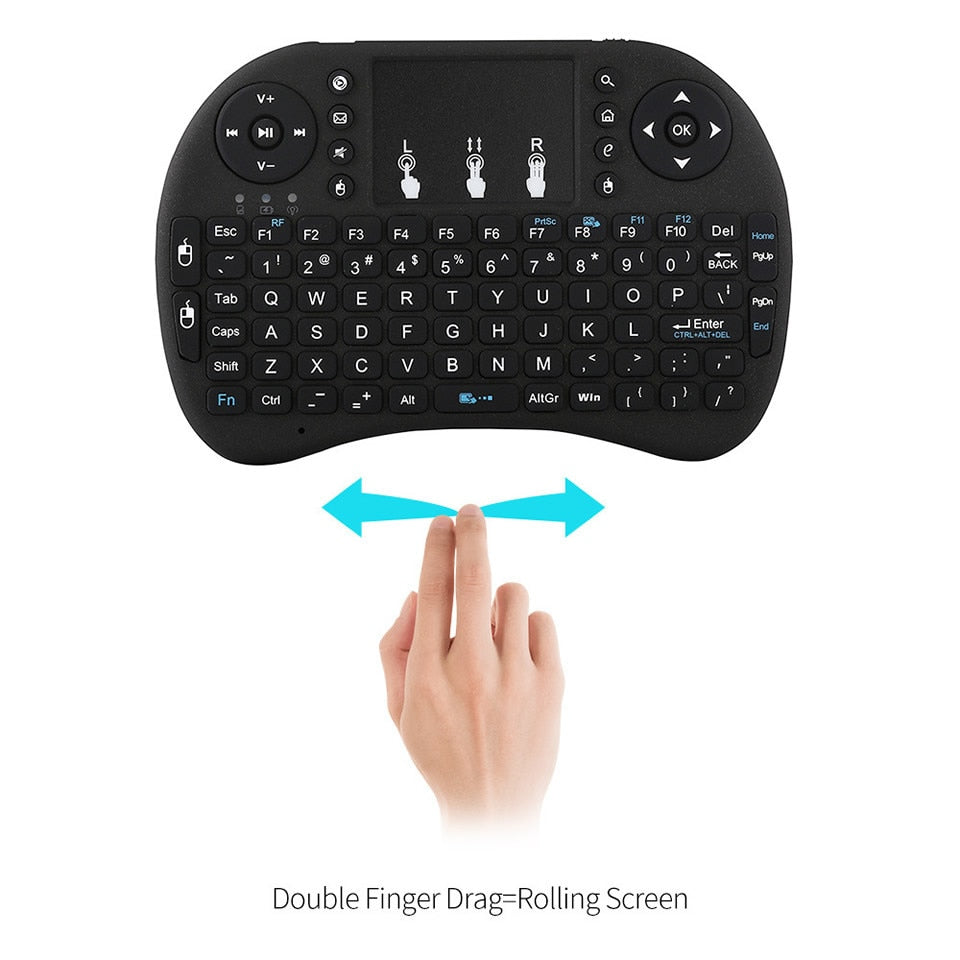 Mini Wireless Keyboard English Russian French Spanish Portuguese 2.4G Air Mouse Remote Touchpad for Android TV Box PC