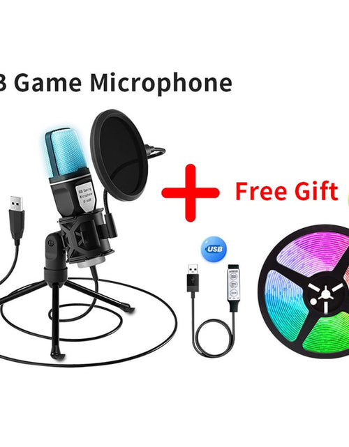 Load image into Gallery viewer, USB Microphone RGB Microfone Condensador Wire Gaming Mic for Podcast Recording Studio Streaming Laptop Desktop PC
