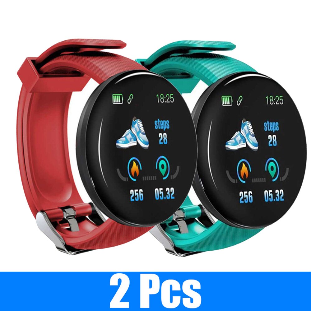 2Pcs D18 Smart Watch Men and women digital Watch Bluetooth Sports fitness tracker pedometer D18S smart watch for Android iOS