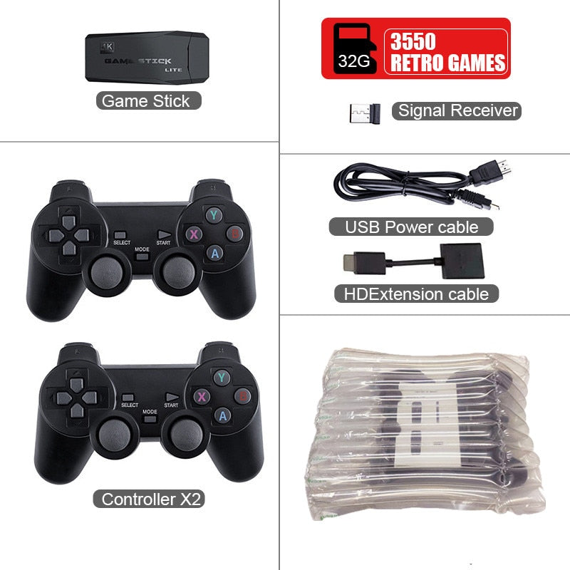 Video Game Console 2.4G Double Wireless Controller Game Stick 4K 10000 games 64GB 32GB Retro games For PS1/GBA boy gift