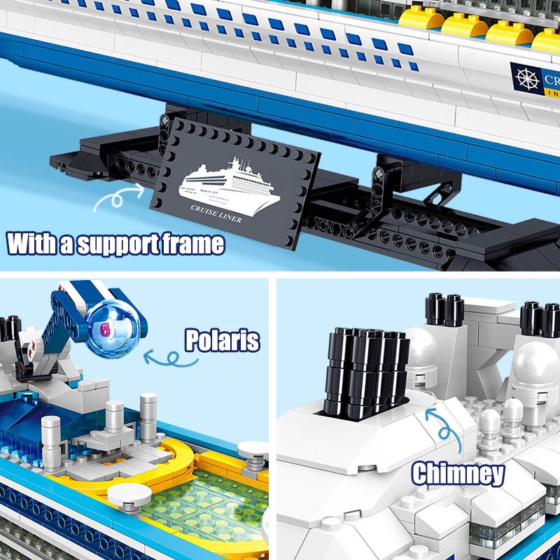 City 2428pcs Cruise Liner Mini Size Model Building Blocks Creative DIY Big Ship Ocean Liner White Boat Bricks Toys For Children