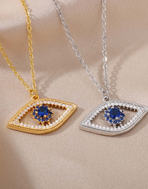 Load image into Gallery viewer, Turkish Evil Eye Pendant Necklace for Women Gold Plated Stainless Steel Necklaces 2023 Trending Choker Lucky Aesthetic Jewelry
