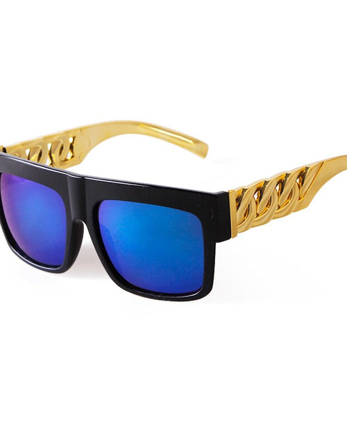 Load image into Gallery viewer, 2021 Oversized Hip Hop Sunglasses Men Women Brand Design Flat Top Retro Square Black Sun Glasses Gold Plastic Chain Frame OM725
