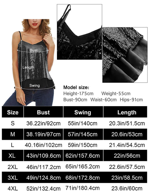 Load image into Gallery viewer, Women Sequins Camisloes with See-through Mesh Sexy Spaghetti Strap Backless Tank Tops Party Club Shiny Vests Summer Clothes
