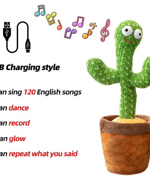 Load image into Gallery viewer, Dancing Cactus Toy Repeat Talking USB Charging Can Sing Record Cactus Bailarín Dansant Kids Education Toys Birthday Present
