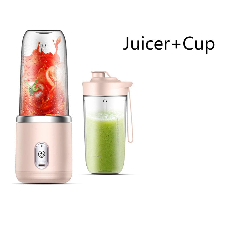 6 Blades Portable Juicer Cup Juicer Fruit Juice Cup Automatic Small Electric Juicer Smoothie Blender Ice CrushCup Food Processor