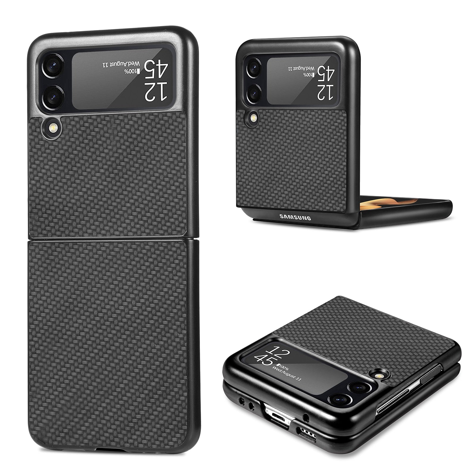 Luxury Carbon Fiber Slim Case for Samsung Galaxy Z Flip 3 4 5G Flip3 Flip4 Phone Protective Cover Coque for Samsung Z Flip 4