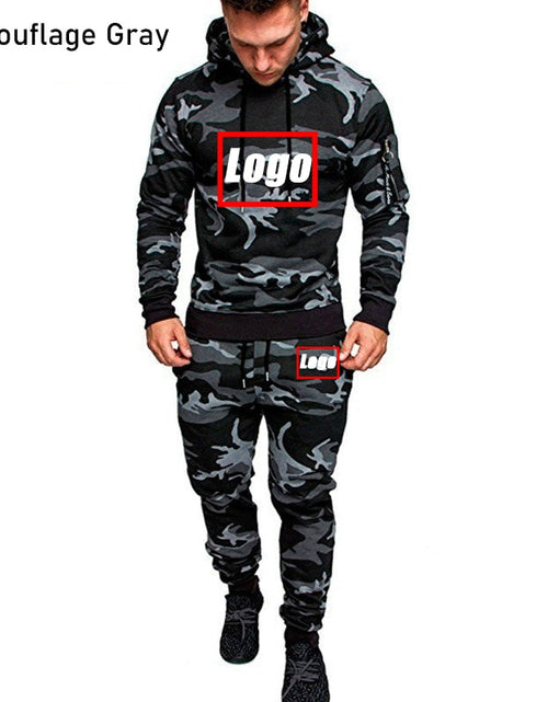 Load image into Gallery viewer, Tracksuit Military Hoodie 2 Pieces Sets Costom Your Logo Camouflage Muscle Man Autumn Winter Tactical Sweat Jacket Pants
