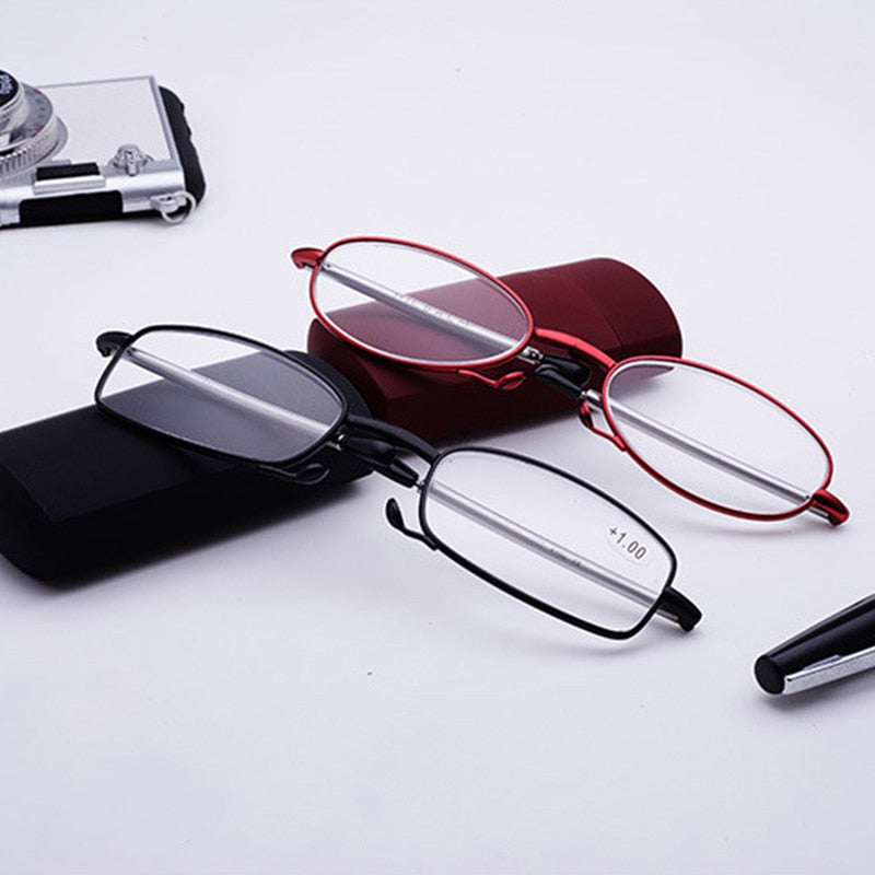 Portable Anti Blue Light Folding Reading Glasses With Case Men Women Telescopic Presbyopia Eyeglasses Elderly Glasses